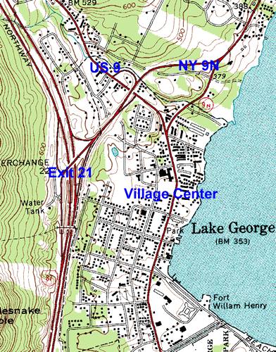 Exit 22 Map, Lake George Village