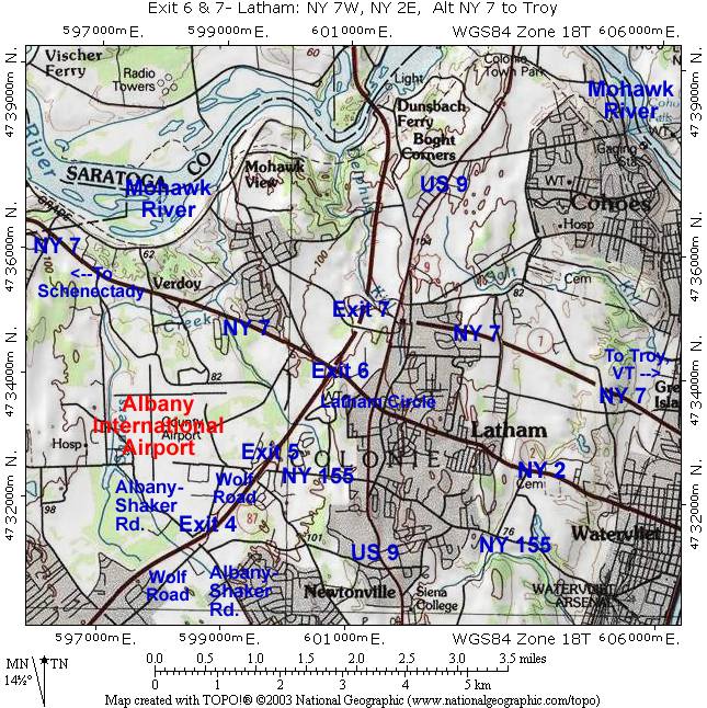 Exits 4 - 7 Map, Colonie