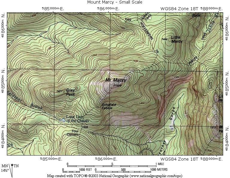 Small Scale Mount Marcy Topographic Map