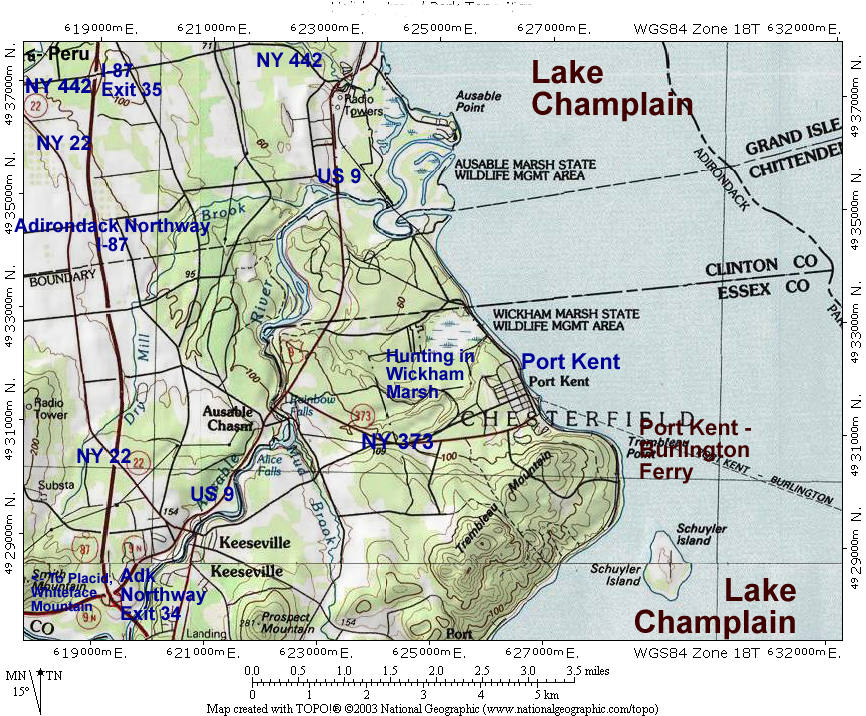 Port Kent, Ausable Chasm Topographic