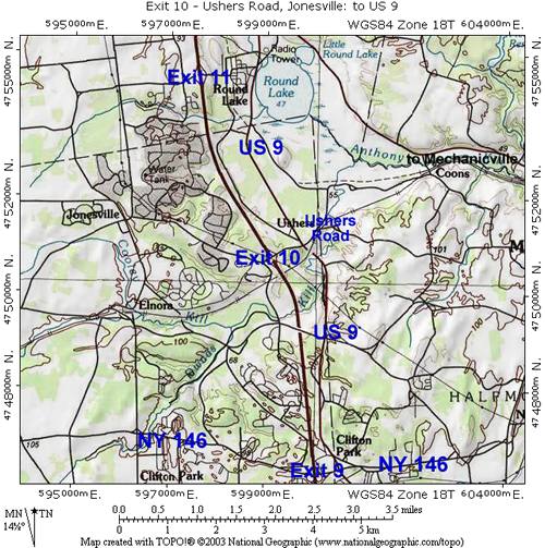 Map of Exit 10, Ushers Road