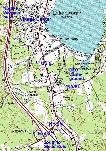 Exit 21 Map, Lake George Village