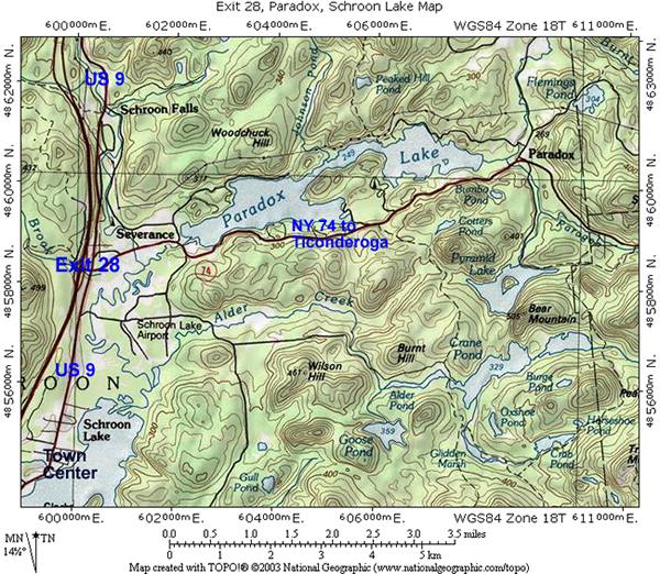 Exit 28, Schroon & Paradox Lake Map