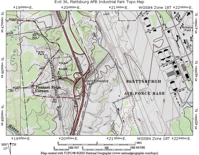 Exit 36 Topographic Map, showing PARC & Lake Champlain