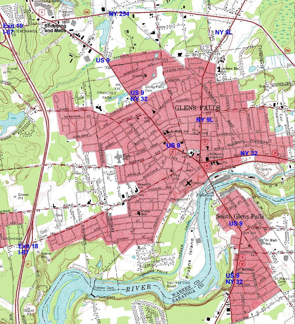 Glens Falls Topographic Map