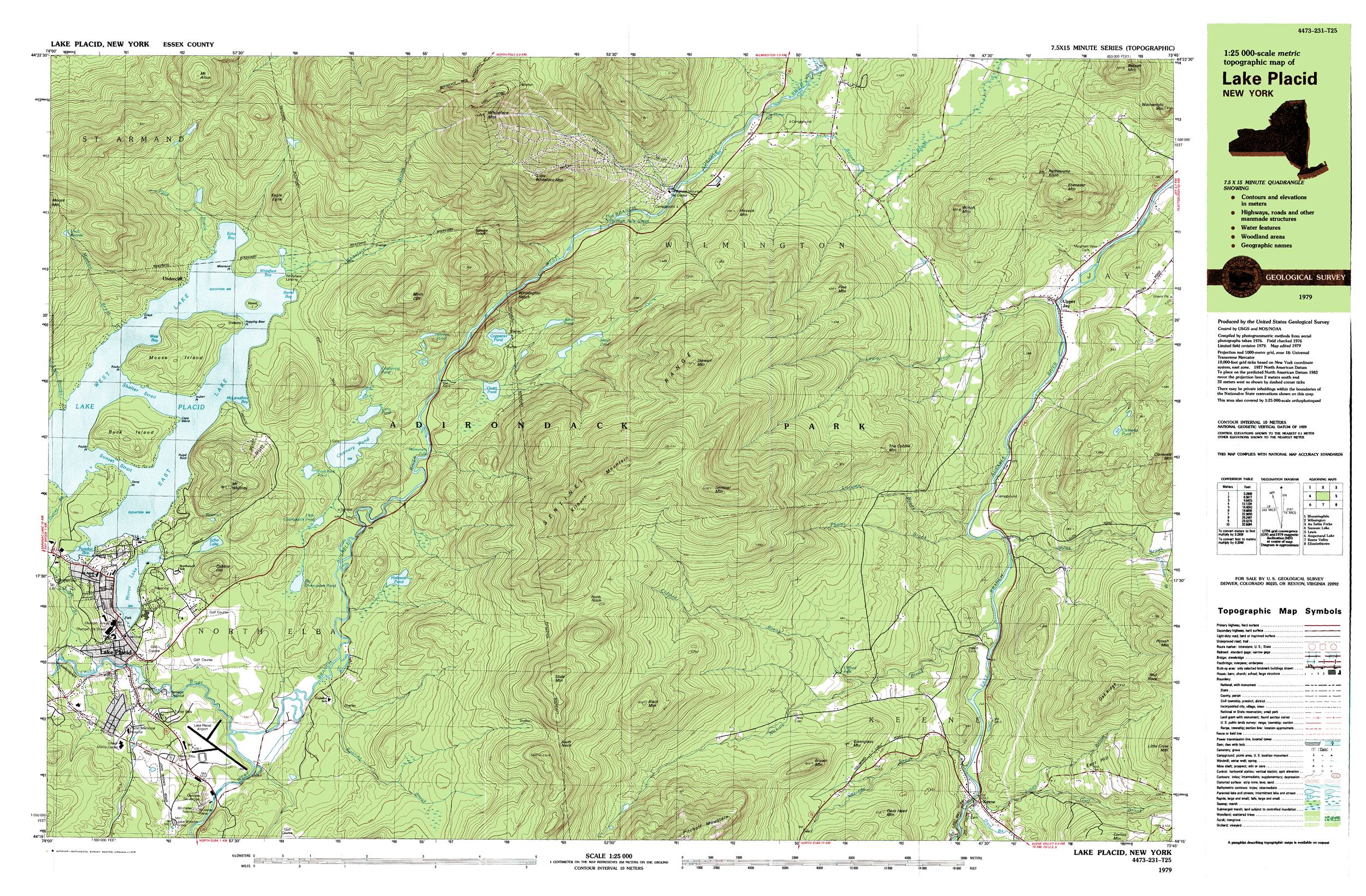 Lake Placid - Wilmington - Whiteface Mt. Topographic Map